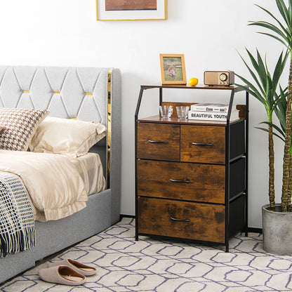 Freestanding Cabinet Dresser with Wooden Top Shelves-L