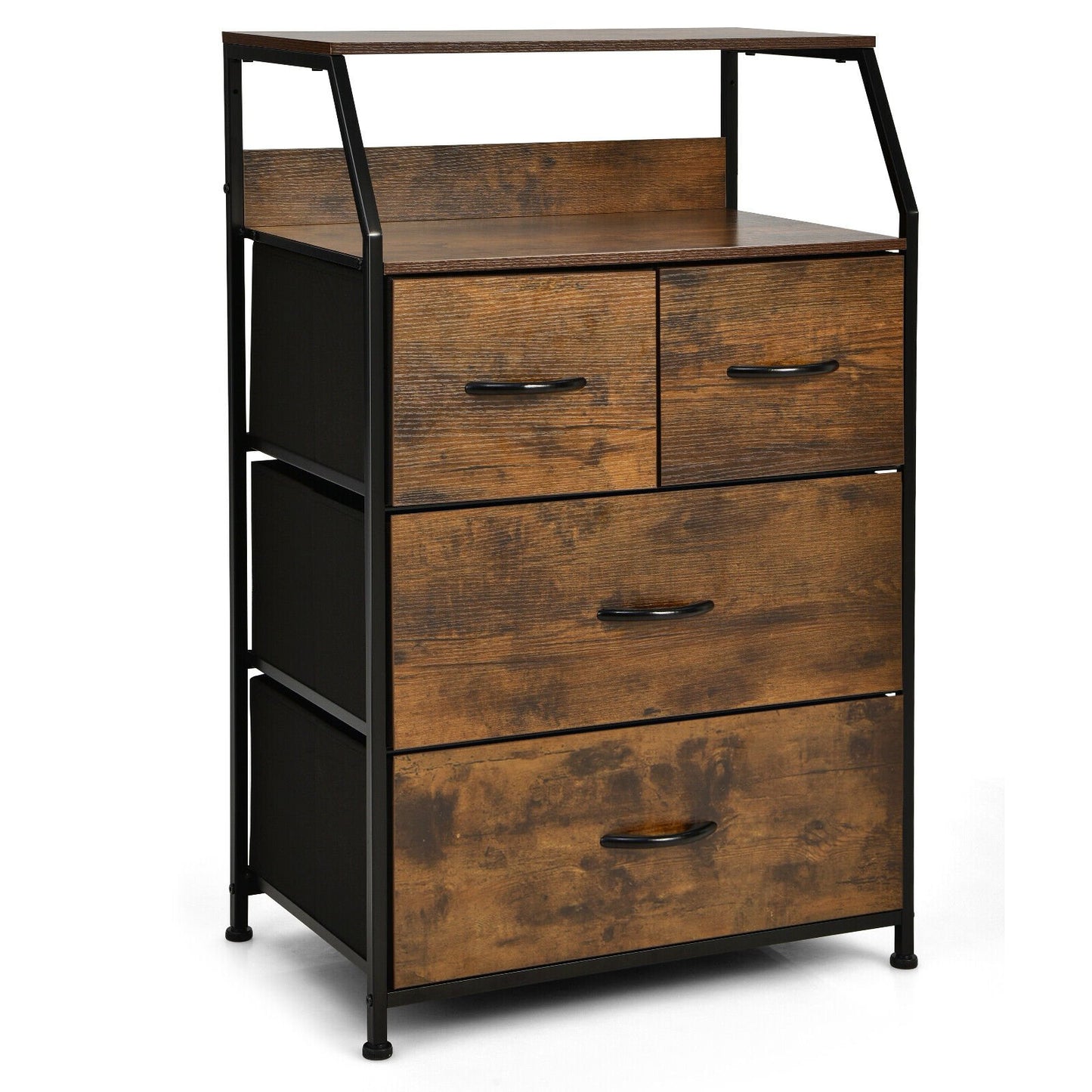 Freestanding Cabinet Dresser with Wooden Top Shelves-L