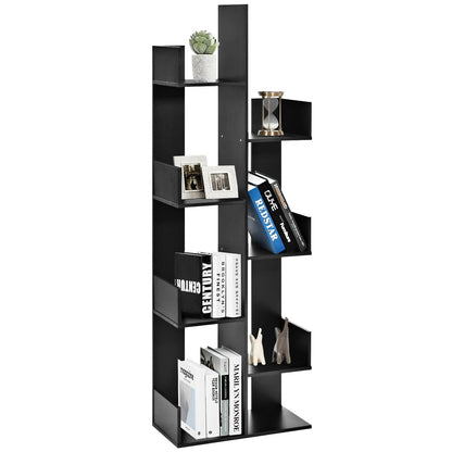 8-Tier Bookshelf Bookcase Space-Saving Storage Rack with 8 Open Compartments-Black