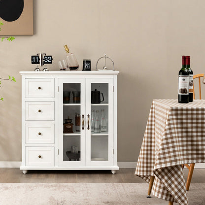 Buffet Sideboard Table Kitchen Storage Cabinet with Drawers and Doors-Blue