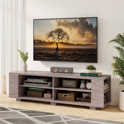 59 Inch Console Storage Entertainment Media Wood TV Stand-Black