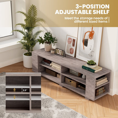 59 Inch Console Storage Entertainment Media Wood TV Stand-Black
