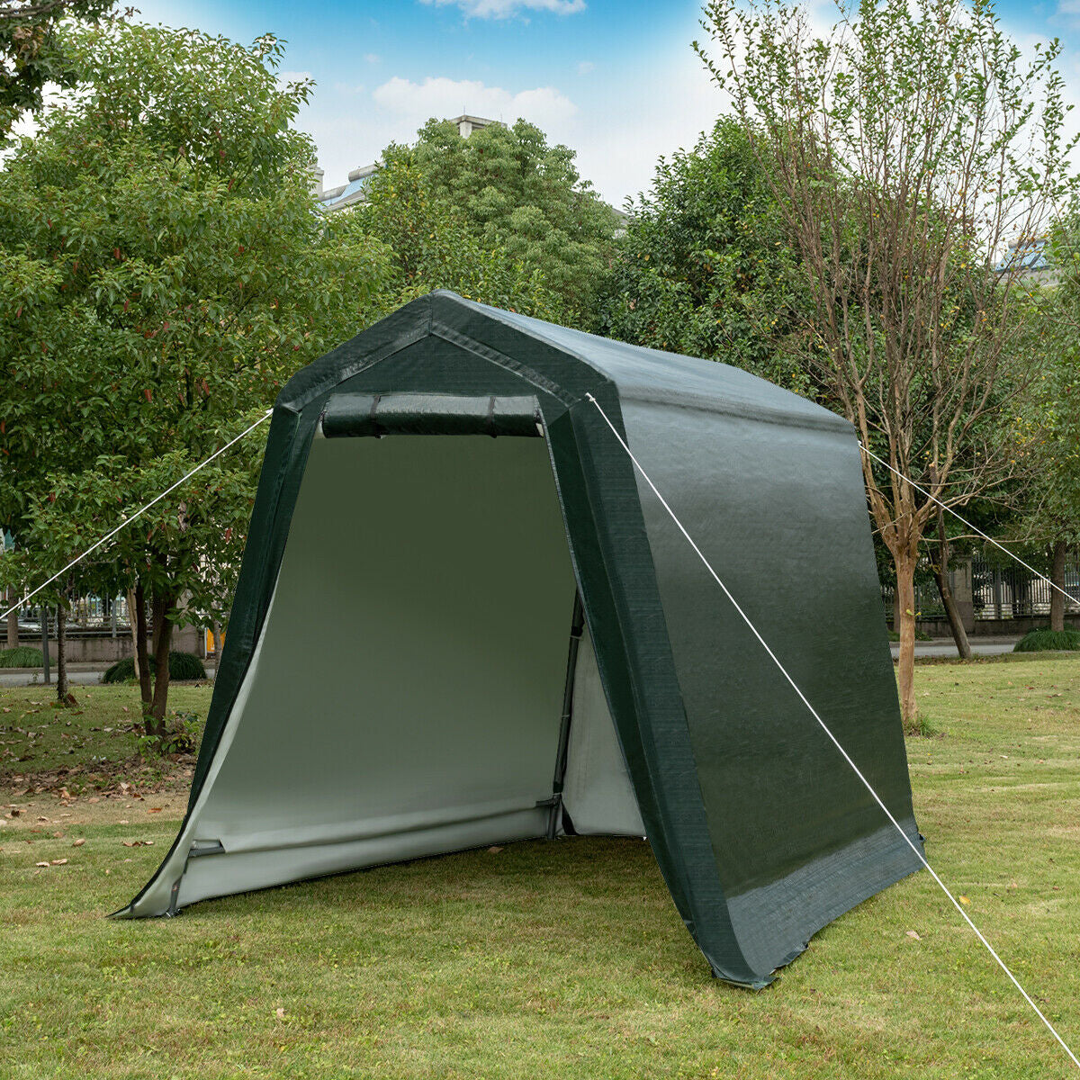 Outdoor Carport Shed with Sidewalls and Waterproof Ripstop Cover-6 x 8 ft