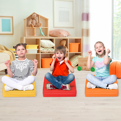 6 Pieces 15 Inches Square Toddler Floor Cushions Flexible Soft Foam Seating with Handles-Blue