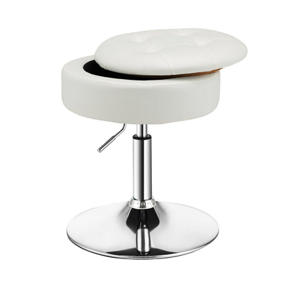 Adjustable 360° Swivel Storage Vanity Stool with Removable Tray-Black