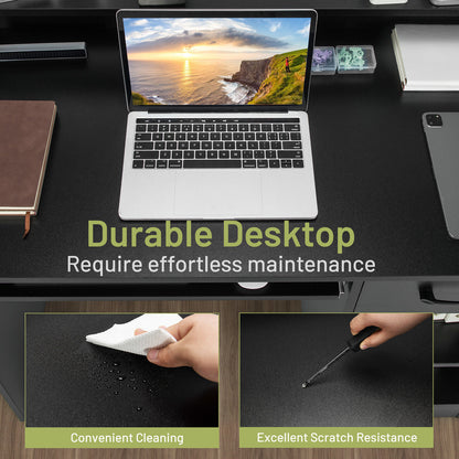 Study Laptop Table with Drawer and Keyboard Tray-Black