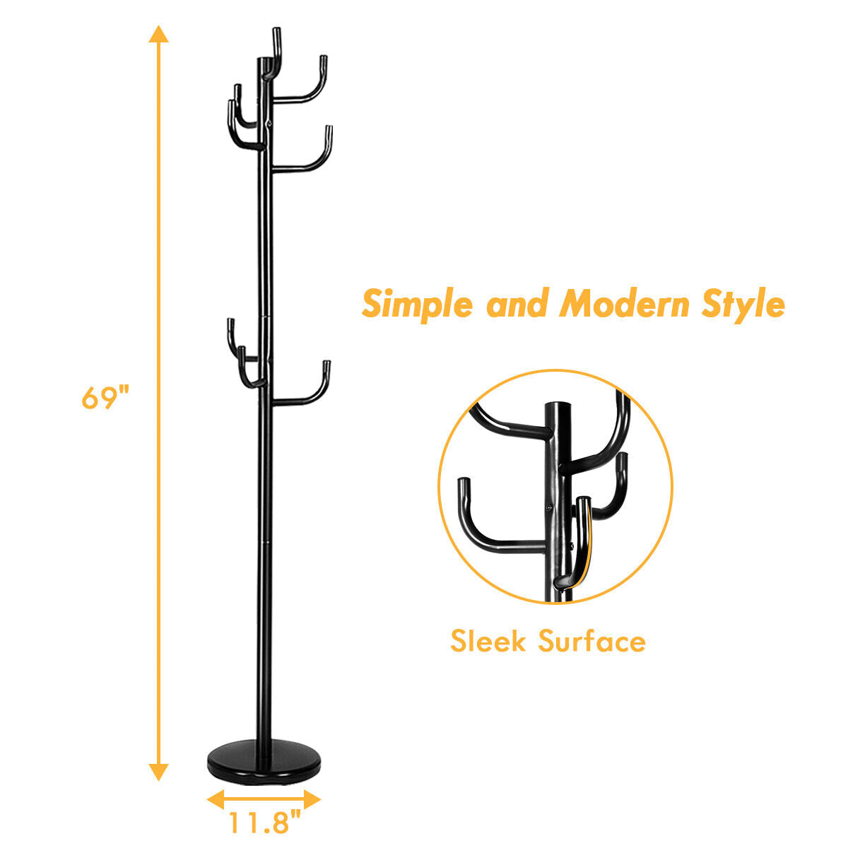 Metal Coat Rack Stand with 8 Sturdy Hooks and Metal Base - Direct by Wilsons Home Store
