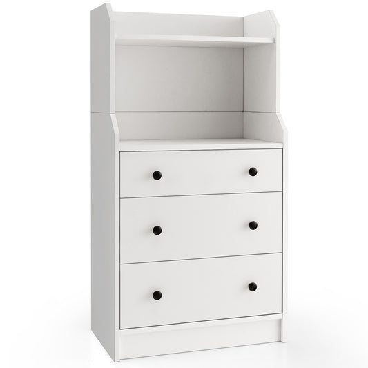 Modern Storage Dresser with Anti-toppling Device-White