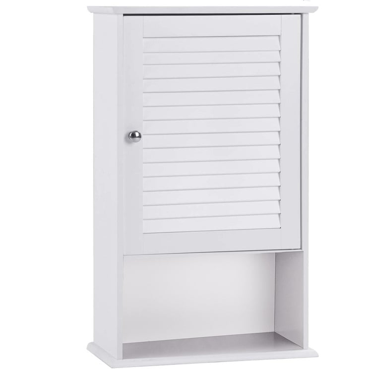 Bathroom Wall Mount Storage Cabinet Single Door with Height Adjustable Shelf-Gray