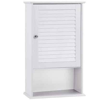 Bathroom Wall Mount Storage Cabinet Single Door with Height Adjustable Shelf-Gray