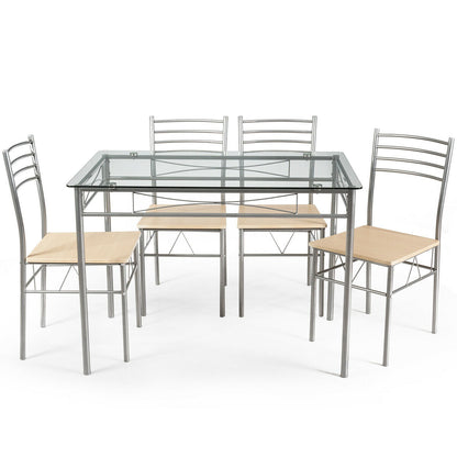 5 Pieces Dining Set Glass Table and 4 Chairs - Direct by Wilsons Home Store