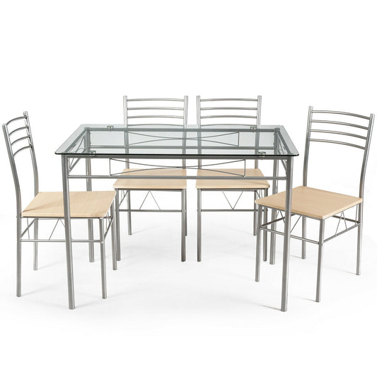 5 Pieces Dining Set Glass Table and 4 Chairs - Direct by Wilsons Home Store