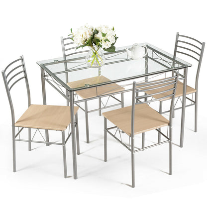 5 Pieces Dining Set Glass Table and 4 Chairs - Direct by Wilsons Home Store