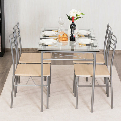 5 Pieces Dining Set Glass Table and 4 Chairs - Direct by Wilsons Home Store