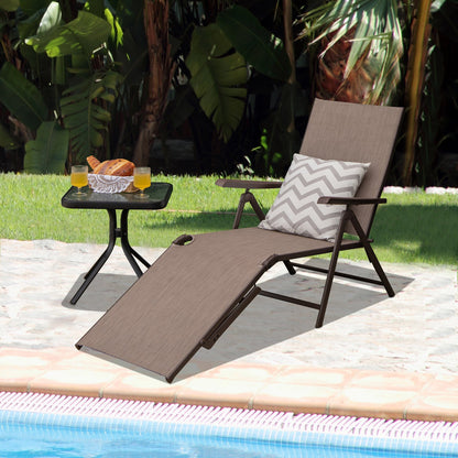 Patio Foldable Chaise Lounge Chair with Backrest and Footrest-Black