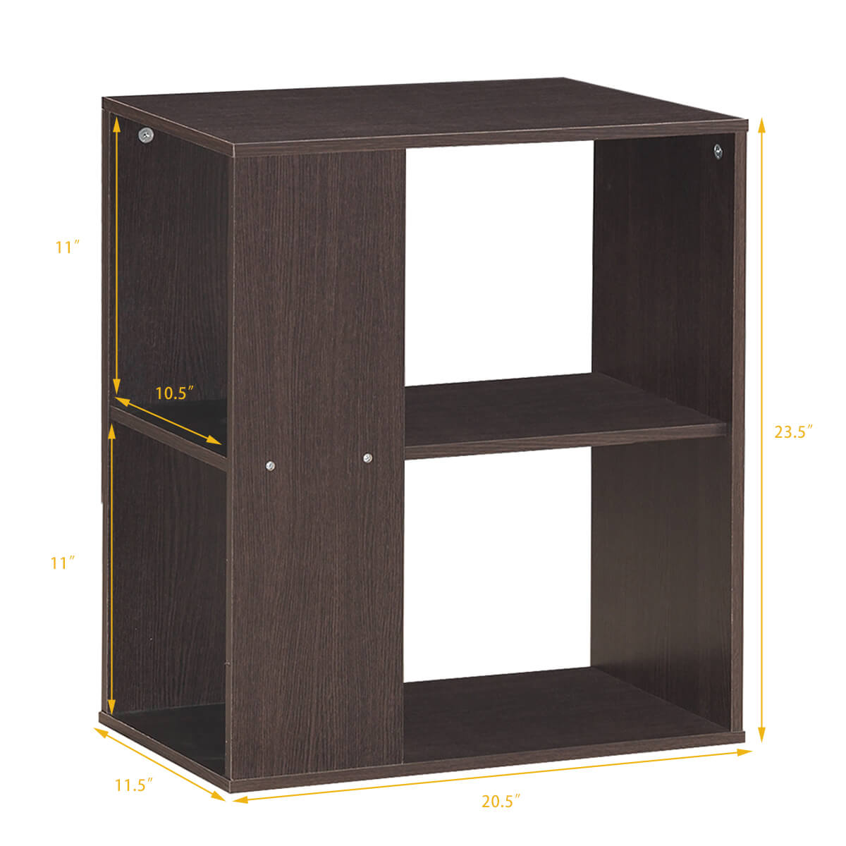 3-Tier Side End Table with Storage Shelves -Brown