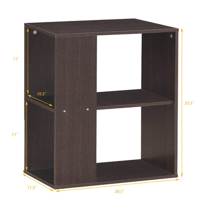 3-Tier Side End Table with Storage Shelves -Brown