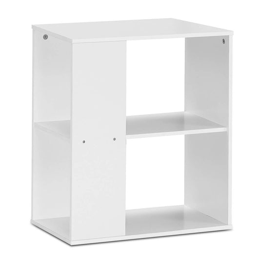 3-Tier Side End Table with Storage Shelves -White