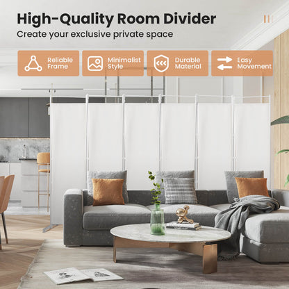 6-Panel Room Divider Folding Privacy Screen -Black