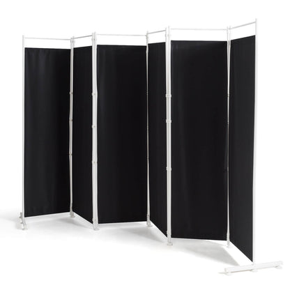 6-Panel Room Divider Folding Privacy Screen -Black