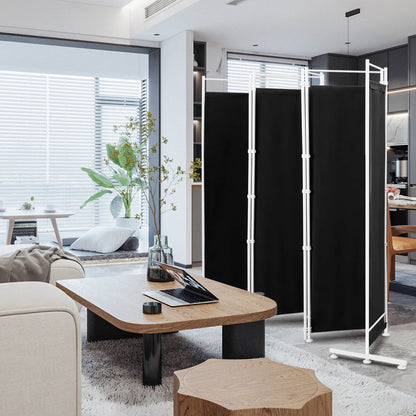 6-Panel Room Divider Folding Privacy Screen -Black