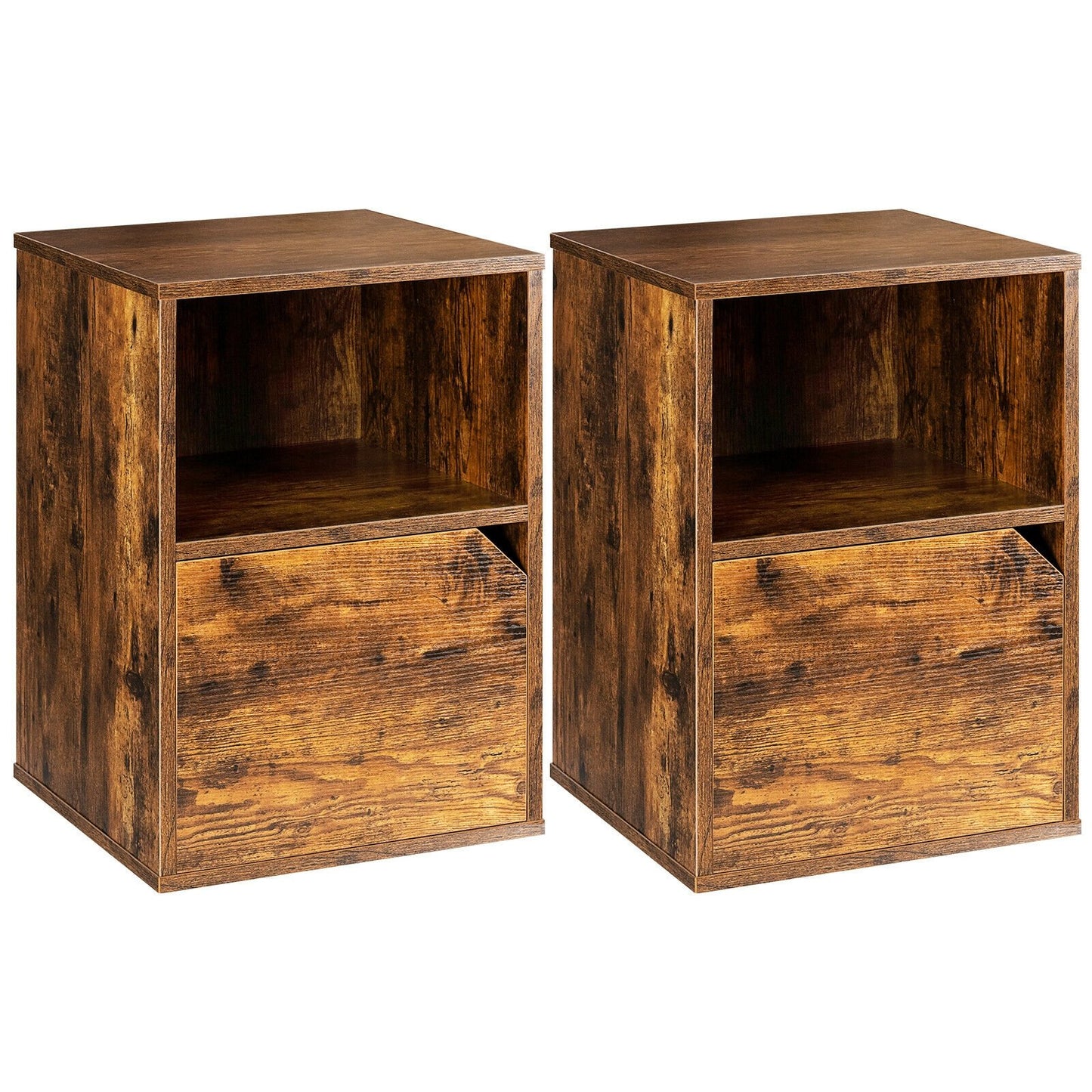 Set of 2 Nightstands Side End Table for Living Room-Black
