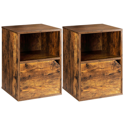 Set of 2 Nightstands Side End Table for Living Room-Black