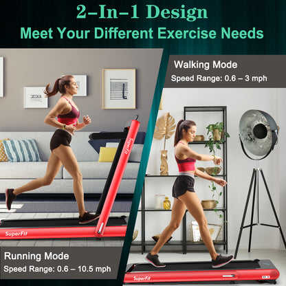 4.75HP 2 In 1 Folding Treadmill with Remote APP Control-Red