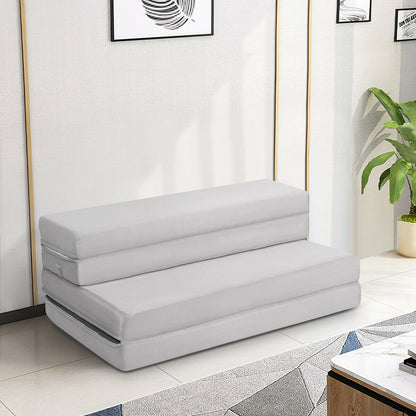 4 Inch Folding Sofa Bed Foam Mattress with Handles-Twin XL