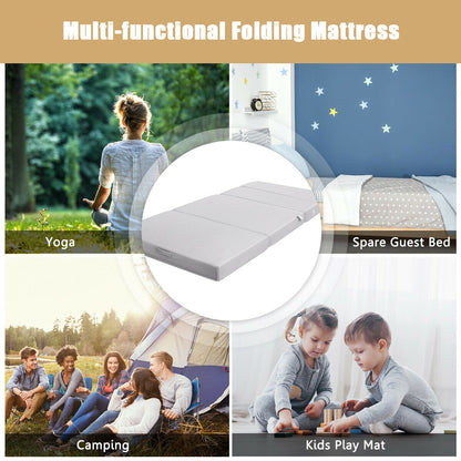 4 Inch Folding Sofa Bed Foam Mattress with Handles-Twin XL