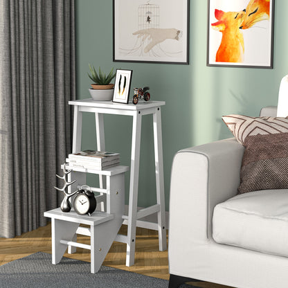 3-Tier Step Stool 3 in 1 Folding Ladder Bench-White