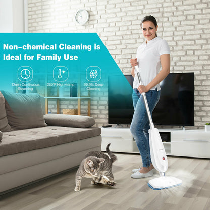 1100 W Electric Steam Mop with Water Tank for Carpet-White