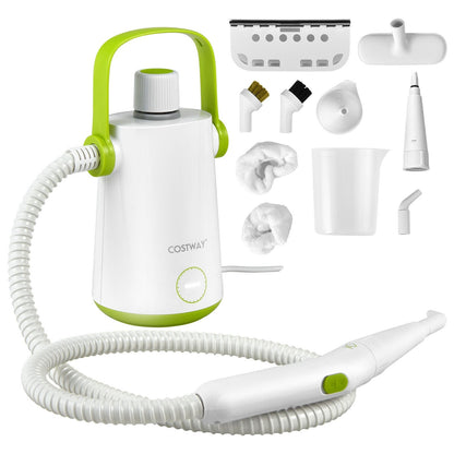 1000W Multifunction Portable Hand-held Steam Cleaner with 10 Accessories-Green