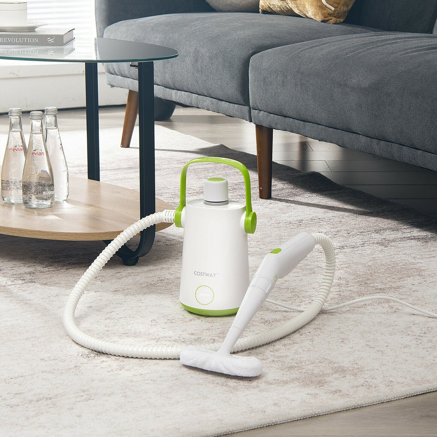 1000W Multifunction Portable Hand-held Steam Cleaner with 10 Accessories-Gray