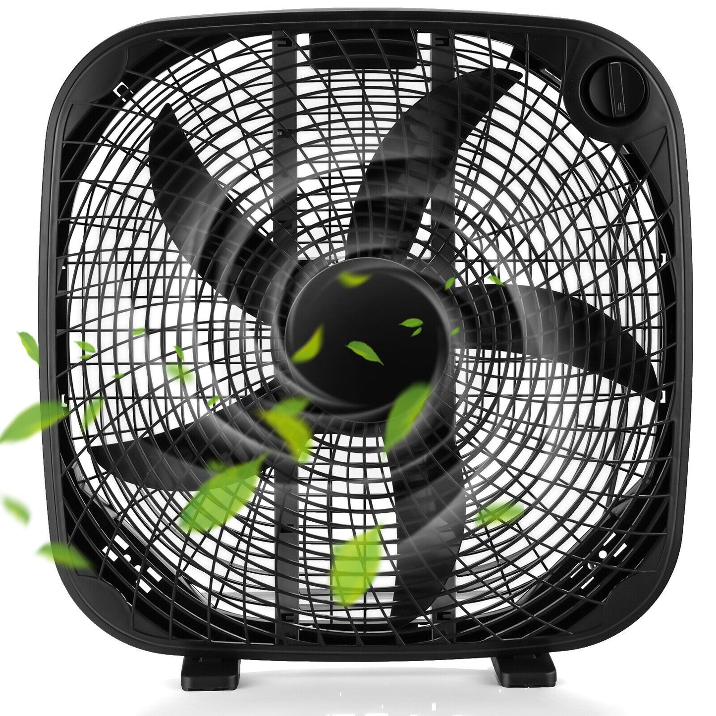 20 Inch Box Portable Floor Fan with 3 Speed Settings and Knob Control-Black