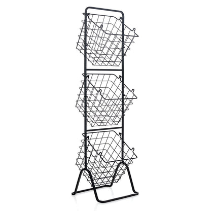 3-Tier Fruit Basket Stand with Adjustable Heights