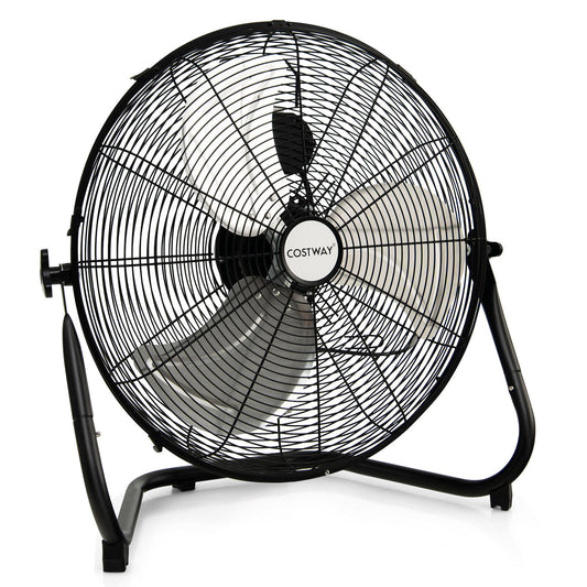 20 Inch High-Velocity Floor Fan with 3 Wind Speeds-Black