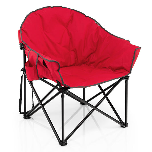 Folding Camping Moon Padded Chair with Carrying Bag-Red