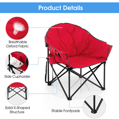 Folding Camping Moon Padded Chair with Carrying Bag-Red