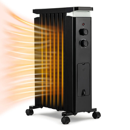 1500W Portable Oil Filled Radiator Heater with 3 Heat Settings-Black