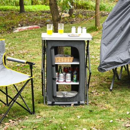 Folding Pop-Up Cupboard Compact Camping Storage Cabinet with Bag-L