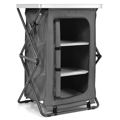 Folding Pop-Up Cupboard Compact Camping Storage Cabinet with Bag-L