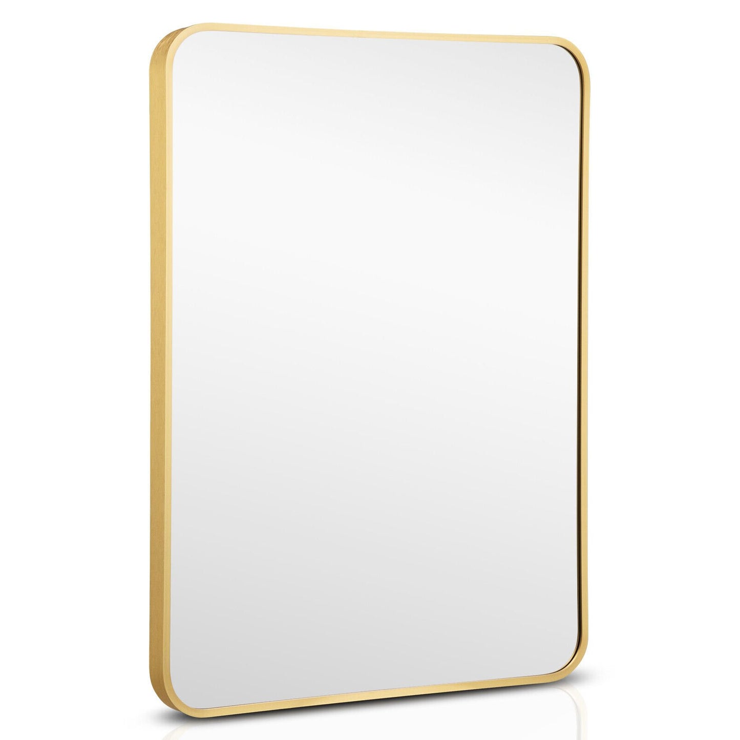 Metal Framed Bathroom Mirror with Rounded Corners-Black