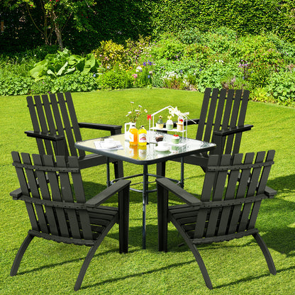 Outdoor Durable Patio Acacia Wood Adirondack Lounge Armchair-Black