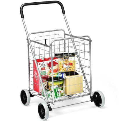 Portable Folding Shopping Cart Utility for Grocery Laundry-Black
