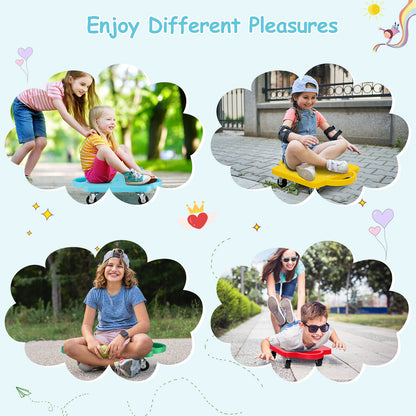 4 Pieces Kids Sitting Scooter Set with Handles and Non-marring Universal Casters-Multicolor