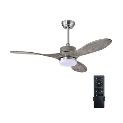 48 Inch Wood Ceiling Fan with LED Lights and 6 Speed Levels-Silver