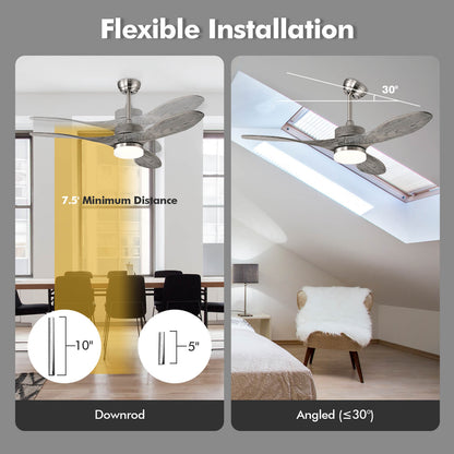 48 Inch Wood Ceiling Fan with LED Lights and 6 Speed Levels-Silver