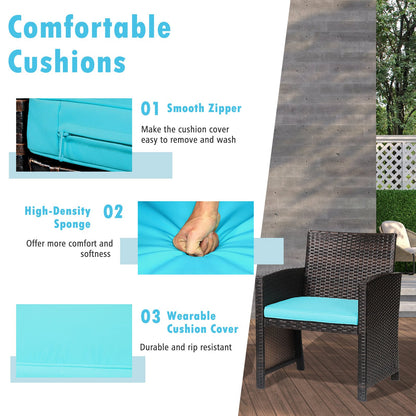 3 Pieces Patio Wicker Furniture Set with Storage Table and Protective Cover-Gray