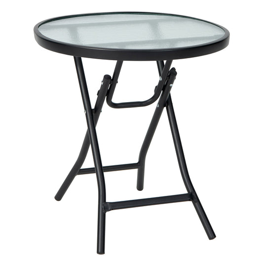 Patio Side Table with Tempered Glass Tabletop